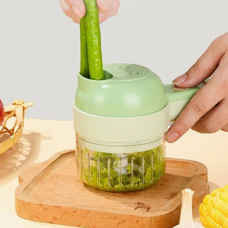 4 in 1 Handheld Electric Vegetable Slicer USB Rechargeable Portable Food Processor Garlic Chili Onio