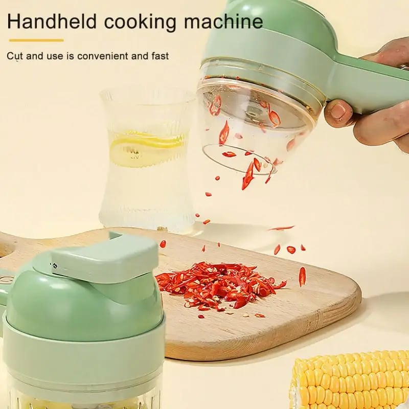 4 in 1 Handheld Electric Vegetable Slicer USB Rechargeable Portable Food Processor Garlic Chili Onio