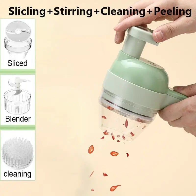 4 in 1 Handheld Electric Vegetable Slicer USB Rechargeable Portable Food Processor Garlic Chili Onio