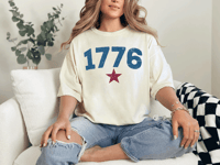 Image 3 of 1776 Vintage Distressed - Unisex garment-dyed heavyweight t-shirt from PatriotsCo.com
