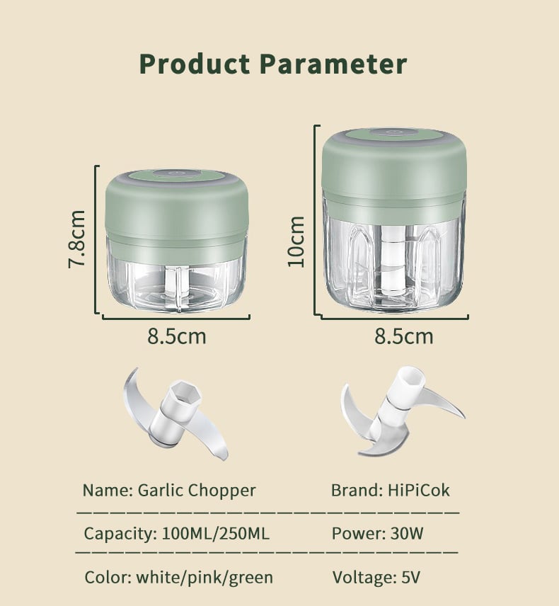 HiPiCok Meat Grinder Electric Garlic Crusher Food Chopper Mini Garlic Press Vegetable Chopper Masher