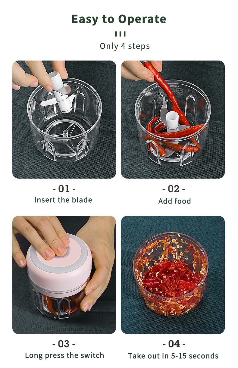 HiPiCok Meat Grinder Electric Garlic Crusher Food Chopper Mini Garlic Press Vegetable Chopper Masher