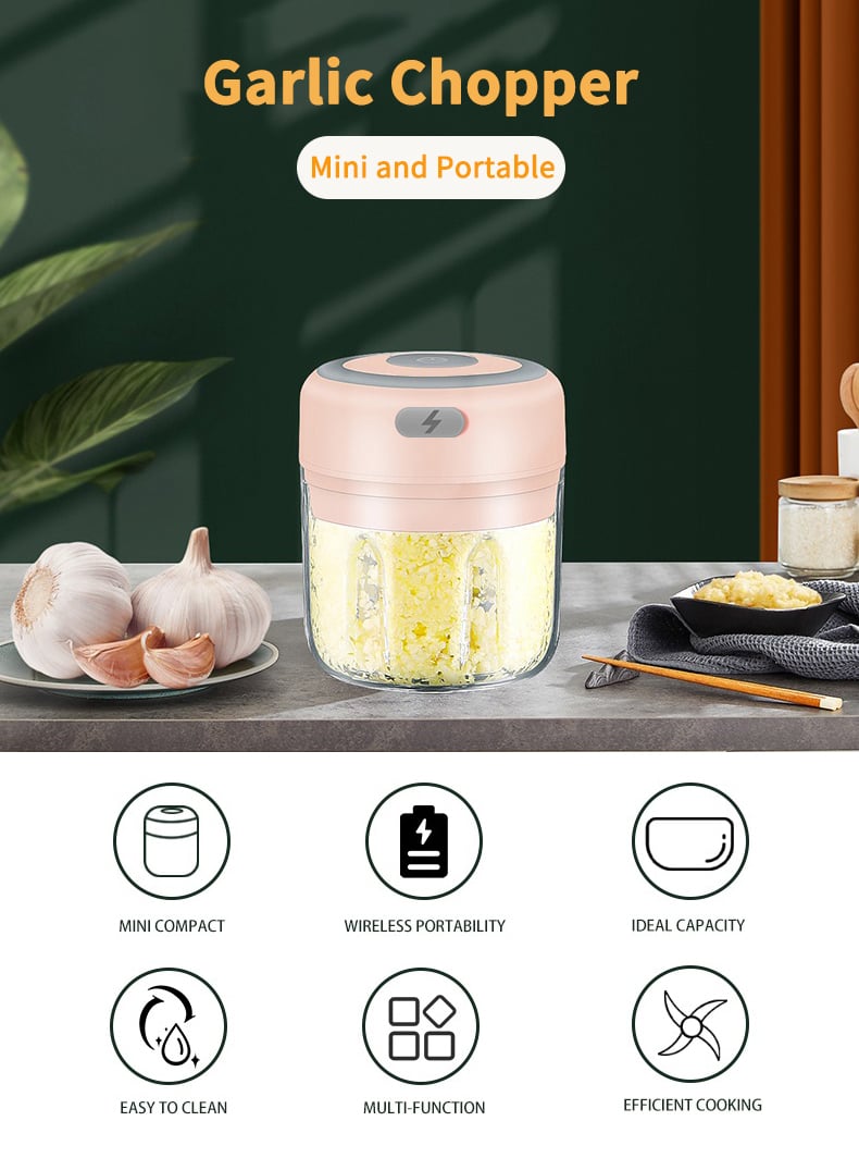HiPiCok Meat Grinder Electric Garlic Crusher Food Chopper Mini Garlic Press Vegetable Chopper Masher