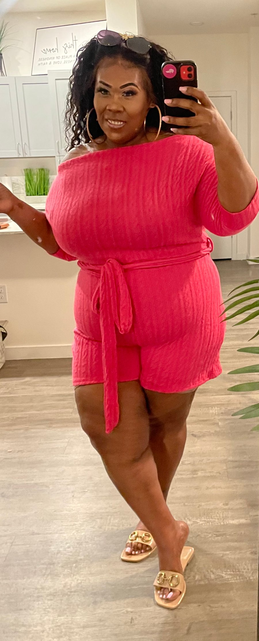 Image of 3PACK PLUS SIZE FUSCHIA SWEATR ROMPER W/BELT