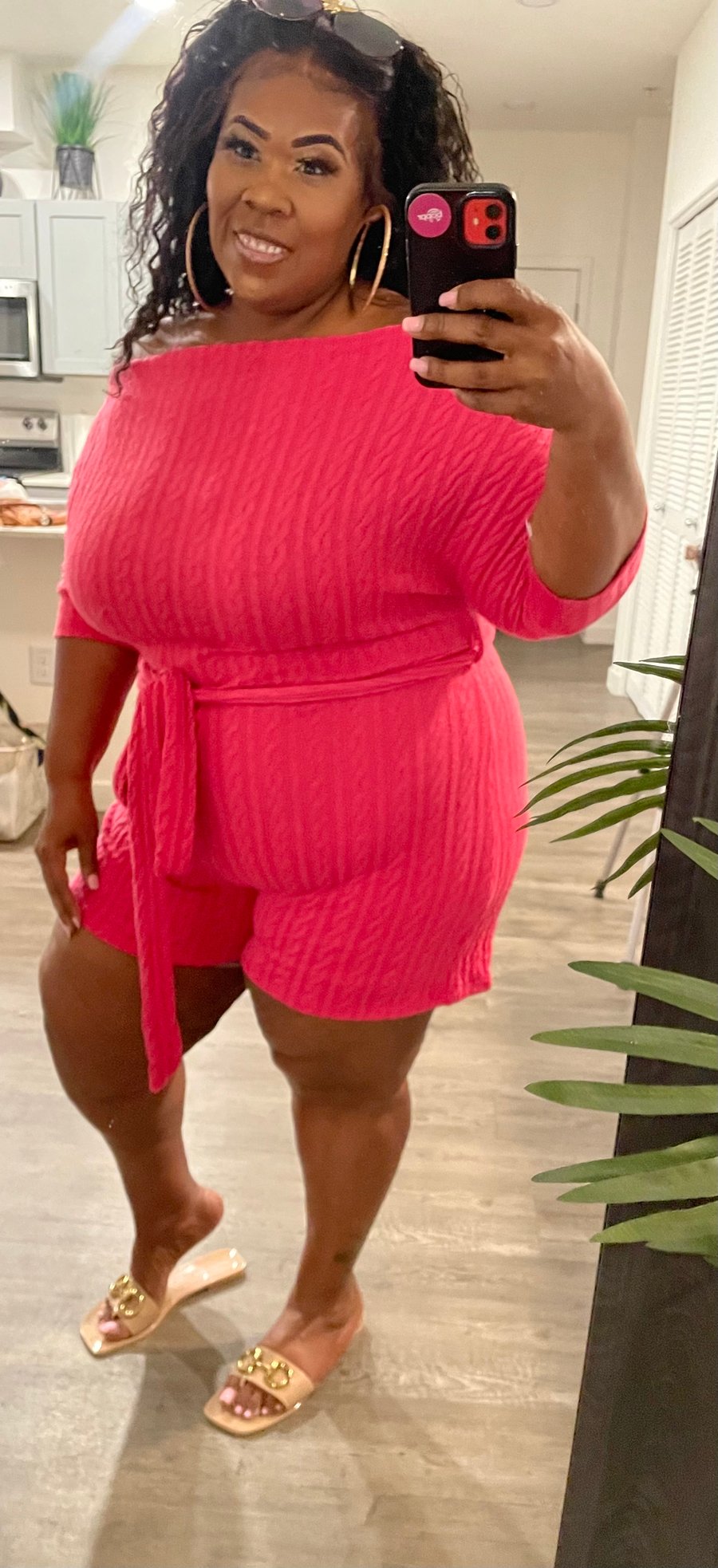 Image of 3PACK PLUS SIZE FUSCHIA SWEATR ROMPER W/BELT