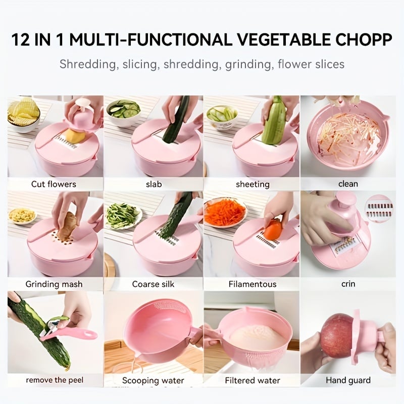 12-in-1 Multi-Functional Vegetable Chopper and Slicer - Perfect for Commercial Kitchens Cutting
