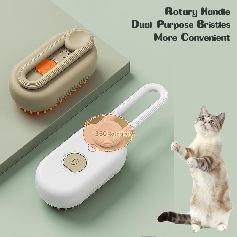 MSL 3-in-1 Steamy Dog Brush with Electric Spray – Cat & Dog Grooming Massager and Steamer Brush