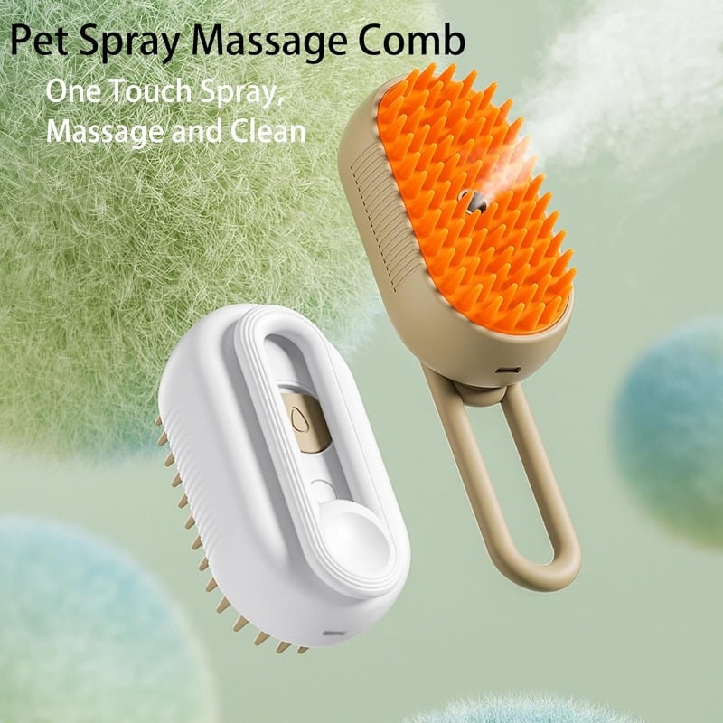 MSL 3-in-1 Steamy Dog Brush with Electric Spray – Cat & Dog Grooming Massager and Steamer Brush