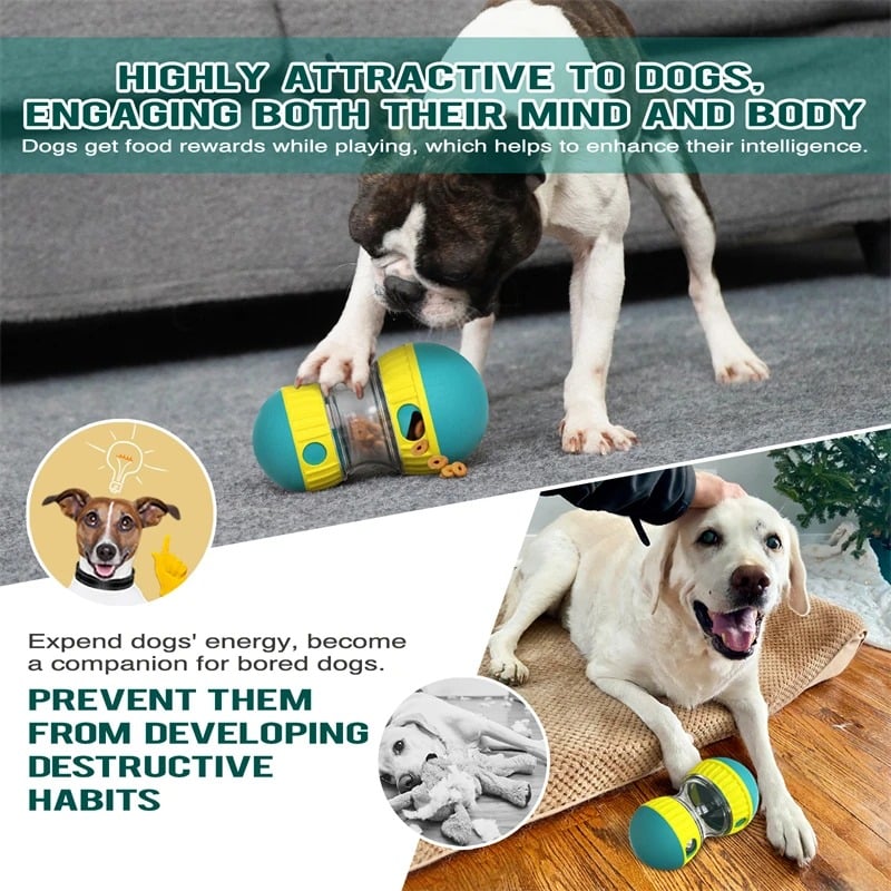 Dog Toy Tumbler Leaky Food Ball Elliptical Track Rolling Ball Slowly Feeding Protects Stomach