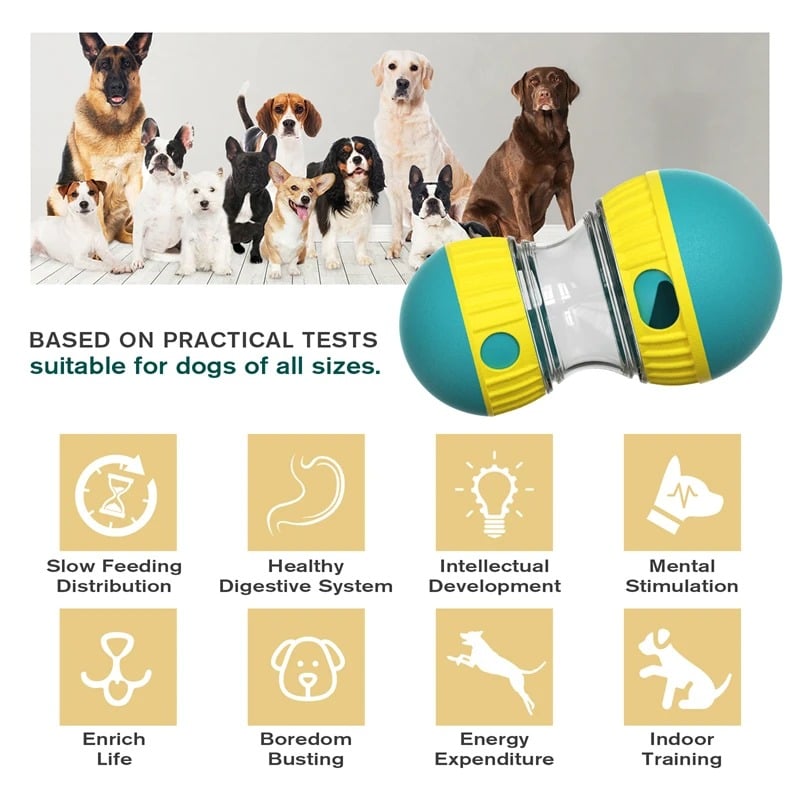 Dog Toy Tumbler Leaky Food Ball Elliptical Track Rolling Ball Slowly Feeding Protects Stomach