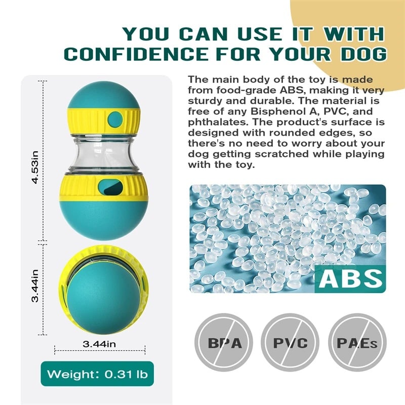 Dog Toy Tumbler Leaky Food Ball Elliptical Track Rolling Ball Slowly Feeding Protects Stomach