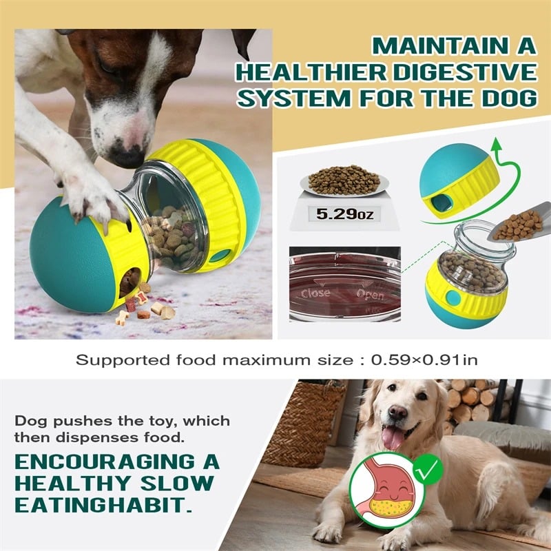 Dog Toy Tumbler Leaky Food Ball Elliptical Track Rolling Ball Slowly Feeding Protects Stomach