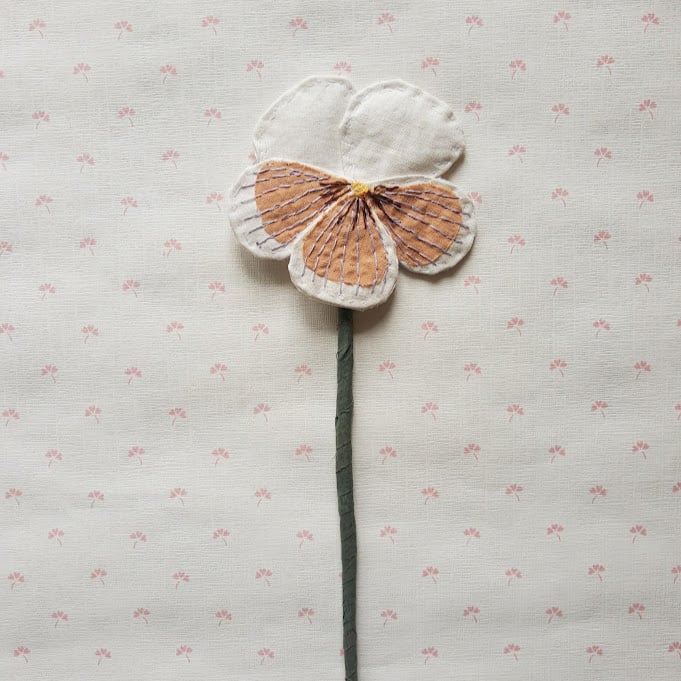 Image of Cream and Caramel fabric Pansy