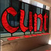 Stained Glass CUNT - dark grey & red