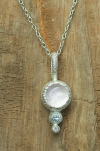 Image 1 of Recycled silver pendant with rose quartz, tanzanite and pink sapphire