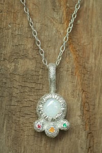 Image 1 of Recycled silver pendant with white opal, citrine, red sapphire and emerald