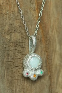 Image 2 of Recycled silver pendant with white opal, citrine, red sapphire and emerald