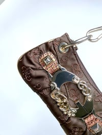 Image 1 of 🎀 ANGEL CAPSULE 🎀 GUESS 2000S MICRO BROWN SATIN POUCH