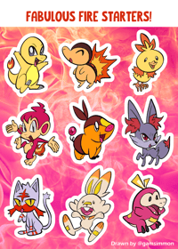 Image 2 of Shiny Pokemon Starters || Sticker Sheet