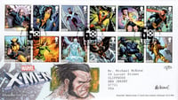 Royal Mail: X-Men First Day Cover (w/ WOLVERINE Sketch and Stamp Set) 18/50