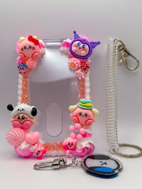 Image 1 of Kirby (Sanrio) Decoden Photocard/Badge Holder Keychain