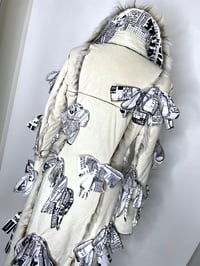 Image 7 of 🎀 ANGEL CAPSULE 🎀 UNIQUE PIECE VINTAGE FAKE FUR COAT CUSTOMIZED WITH GAZETTE PRINT BOWS