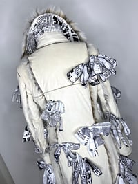 Image 8 of 🎀 ANGEL CAPSULE 🎀 UNIQUE PIECE VINTAGE FAKE FUR COAT CUSTOMIZED WITH GAZETTE PRINT BOWS