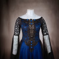 Image 3 of Blue black princess gothic wedding gown dress lace