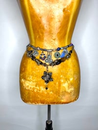Image 2 of 🎀 ANGEL CAPSULE 🎀 UNIQUE PIECE 🎀 HANDMADE UPCYCLED BLUE SATIN BELT OR NECKLACE