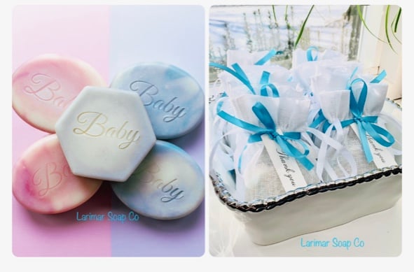 Image of Oval or Hexagon Soap w/ White Stylish Bag (Custom Order)