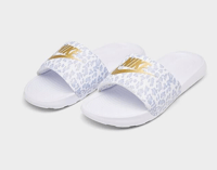 NIKE SLIDES VICTORI WHITE SILVER LEORARD WOMEN'S 