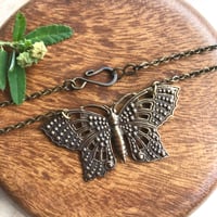 Image 3 of Antique Silver or Antique Gold Ornate Butterfly Pendant
