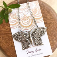 Image 1 of Antique Silver or Antique Gold Ornate Butterfly Pendant