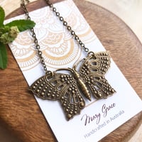 Image 2 of Antique Silver or Antique Gold Ornate Butterfly Pendant