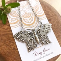 Image 4 of Antique Silver or Antique Gold Ornate Butterfly Pendant