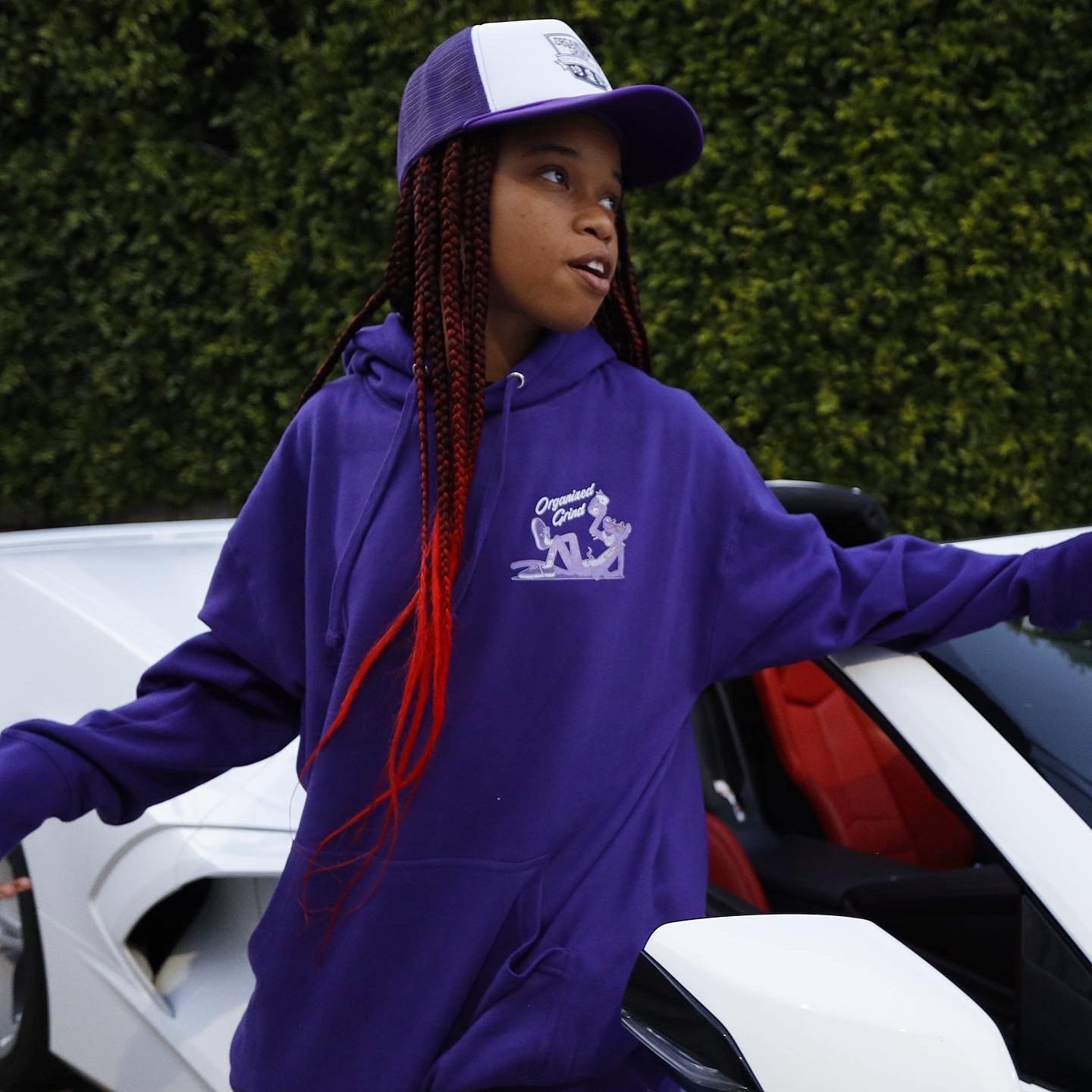 Image of New Purple Panther Hoodie + OG Trucker Hat 