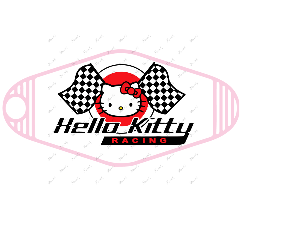 Image of Racing Kitty Graphic Design UVDTF Motel Keychain Decal 