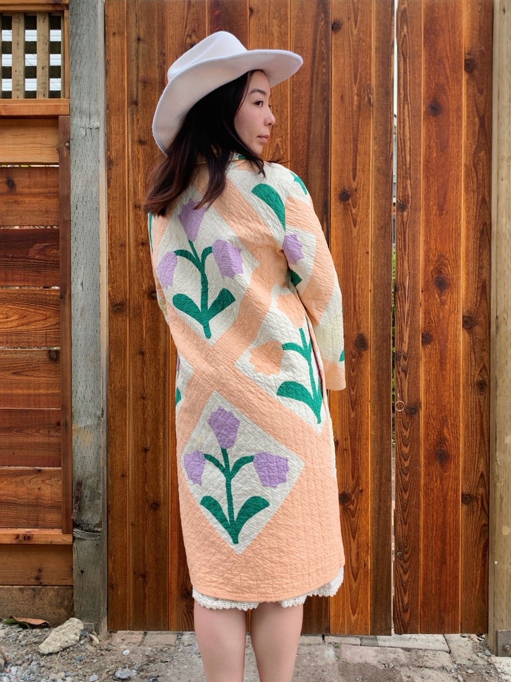 Image of Quilt Collared Duster Coat — Tulips