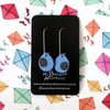 Ceramic earrings - blue base with charcoal spot