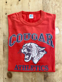 Image 1 of 80s COUGAR ATHLETICS FADED RED T-SHIRT