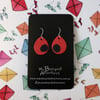Ceramic earrings - red with black spot