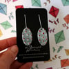 Ceramic earrings - grey with red/white spots
