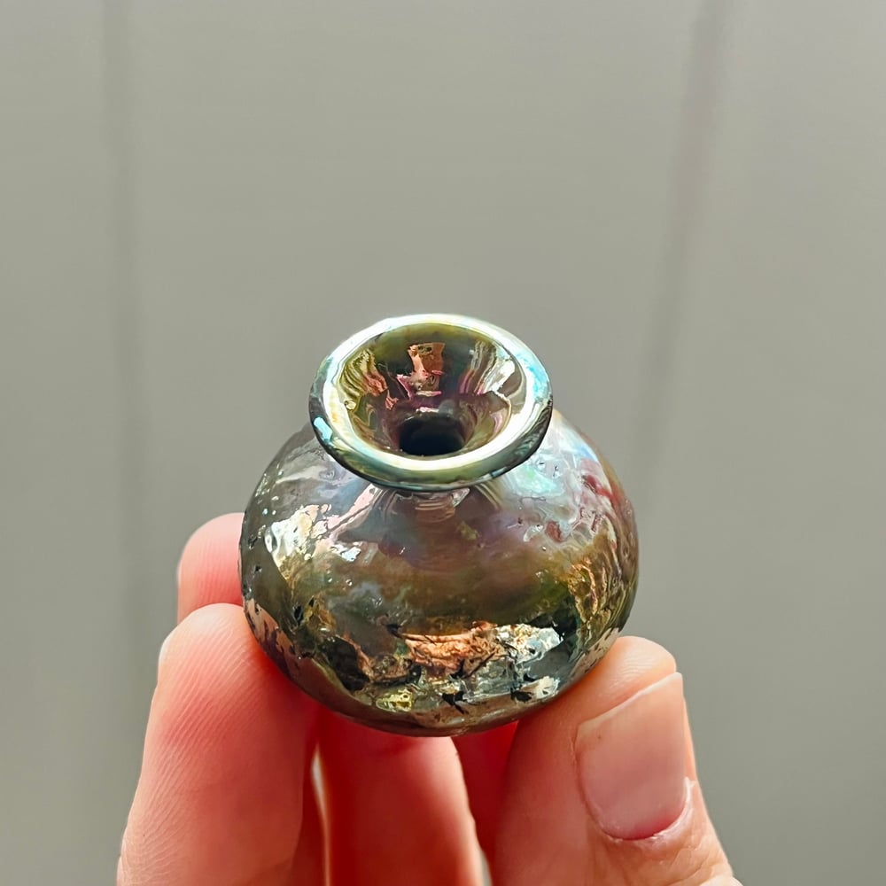 Image of Miniature Raku Rainbow Vase 