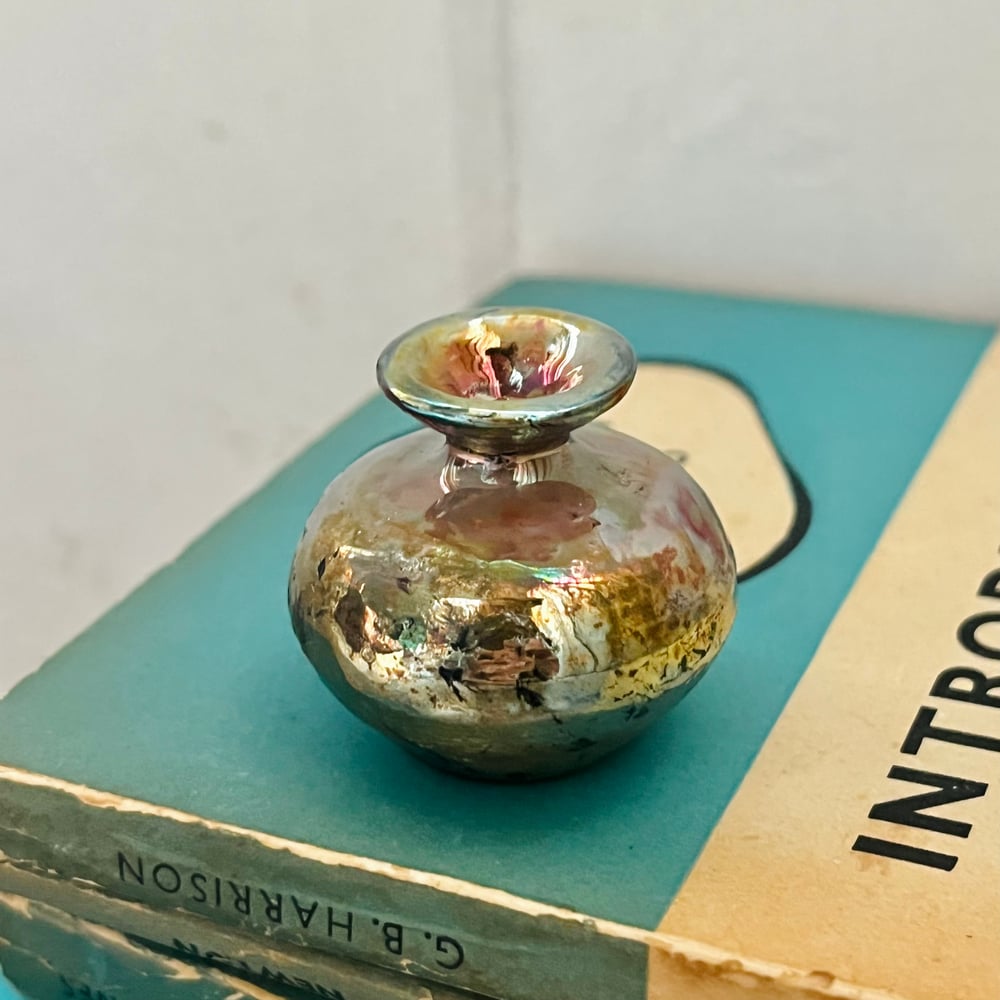 Image of Miniature Raku Rainbow Vase 