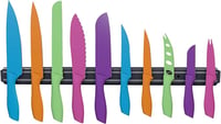 Knife Set with Magnetic Bar, Colorful 10-Piece Stainless