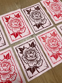 Image 1 of Lone Rose Peony Lino Print on Felt