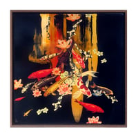 Image 1 of Original Canvas - Koi on Black/Gold/Cadmium Orange - 60cm x 60cm