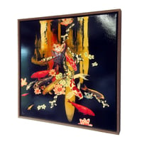 Image 3 of Original Canvas - Koi on Black/Gold/Cadmium Orange - 60cm x 60cm