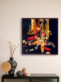 Image 5 of Original Canvas - Koi on Black/Gold/Cadmium Orange - 60cm x 60cm