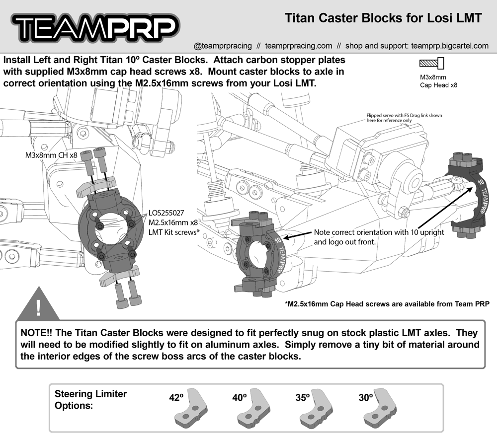 Steering Limiters Triple Pack for Titan Caster Blocks